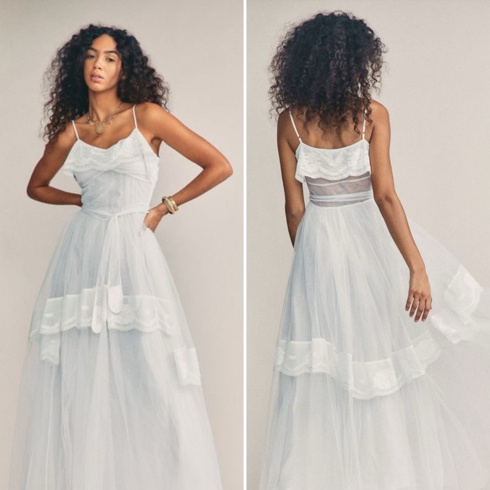 NWT LOVESHACKFANCY Avianna Antique Gown White Size 2 Silk